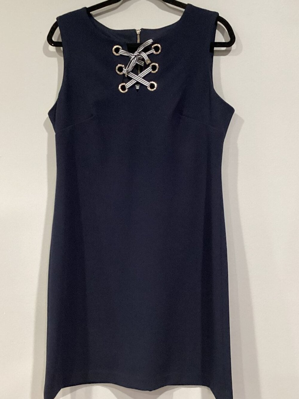 Tommy Hilfiger Blue Sleeveless Dress With Grommet Tie Detail – sz 10